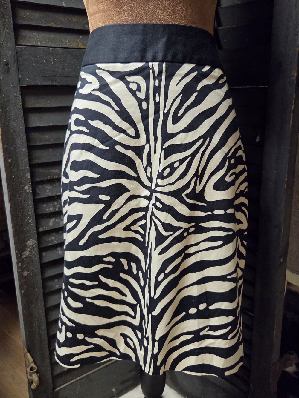 The Limited Black and Cream Zebra-Print A-Line Skirt